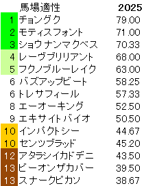 2025　ラジオNIKKEI賞　馬場適性指数